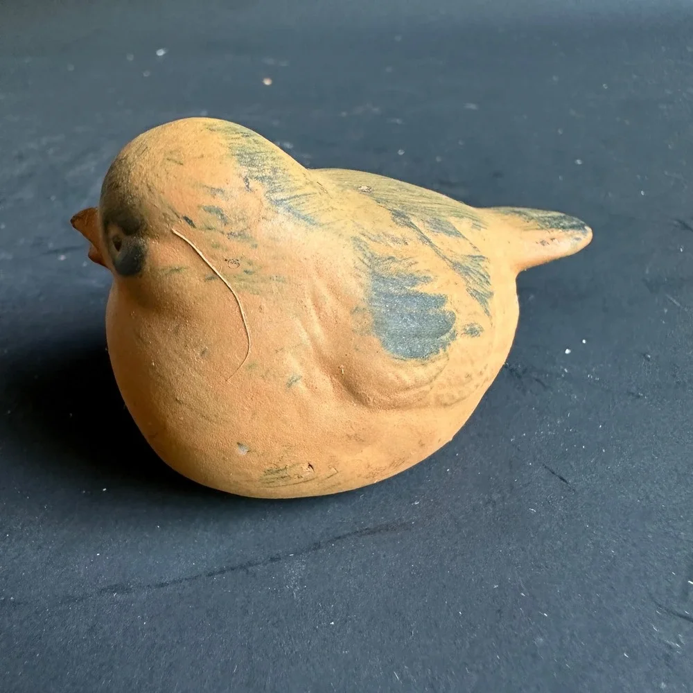 Terracotta Bird Figurine Rustic Clay Pottery Wabi Sabi Boho Shelf Decor Sparrow